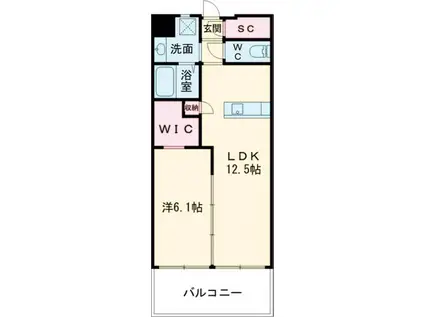 ウィングス八幡駅前(1LDK/9階)の間取り写真