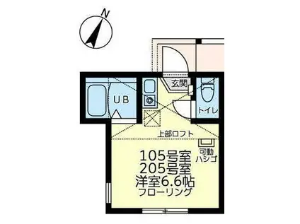 ユナイト風浦バジリカータ(ワンルーム/2階)の間取り写真
