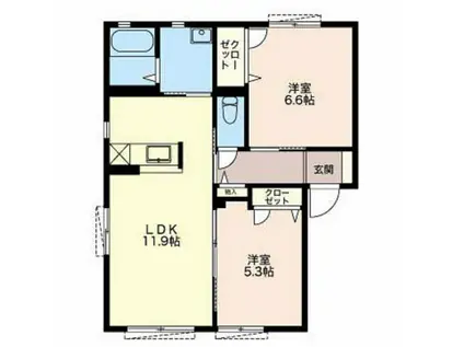 メープルタウン(2LDK/2階)の間取り写真