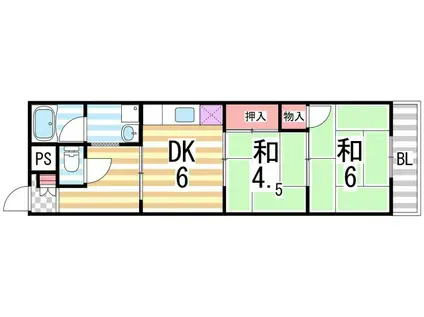 スイートピアミヤモト(2DK/4階)の間取り写真