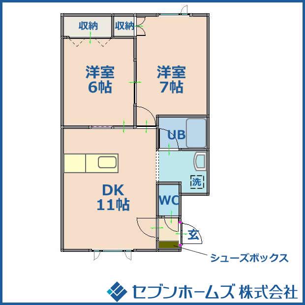 レスポアール21(2LDK/2階)の間取り写真