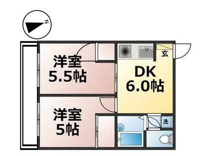 カーサ尾頭橋(2DK/1階)の間取り写真