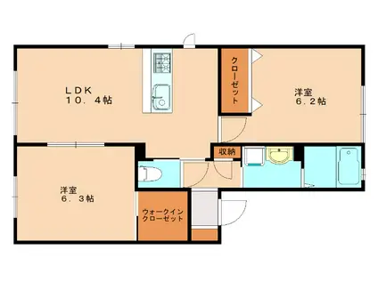 メゾン・グレース A棟(2LDK/1階)の間取り写真