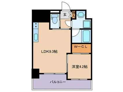 ノルデンハイム天神橋アドバンス(1LDK/4階)の間取り写真