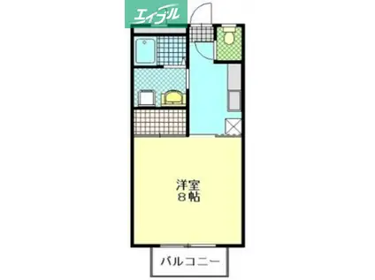 イーストリバー268 B(1K/2階)の間取り写真