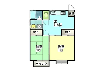 第2クリーンハイツ B棟(2DK/2階)の間取り写真