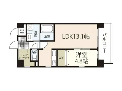 セレッソコート比治山公園(1LDK/3階)の間取り写真