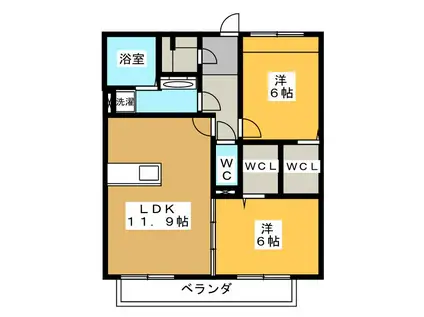 クレシア彩乃(2LDK/3階)の間取り写真