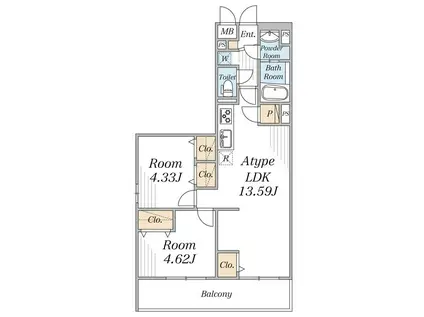 リブリ・曳舟II(2LDK/1階)の間取り写真