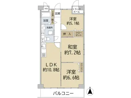 ライブウエスト東山(3LDK/5階)の間取り写真