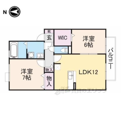ヴェルジェⅢ(2LDK/2階)の間取り写真