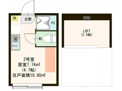 ハーモニーテラス志村坂上(ワンルーム/1階)の間取り写真