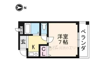 ディアコート舟木(1K/2階)の間取り写真