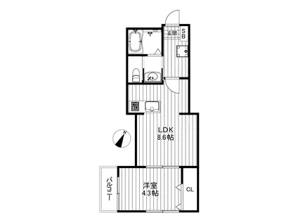 VERUS三軒茶屋(1LDK/3階)の間取り写真