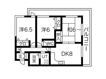 ビエント六甲Ⅲ(3DK/1階)の間取り写真