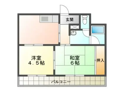 三田サンライズハイツ(2DK/3階)の間取り写真