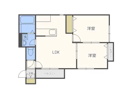 VILLA POPOLOI(2LDK/2階)の間取り写真