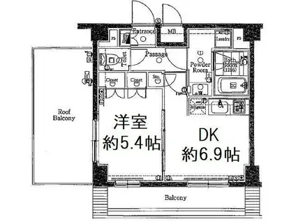 グラントゥルース東十条(1DK/7階)の間取り写真