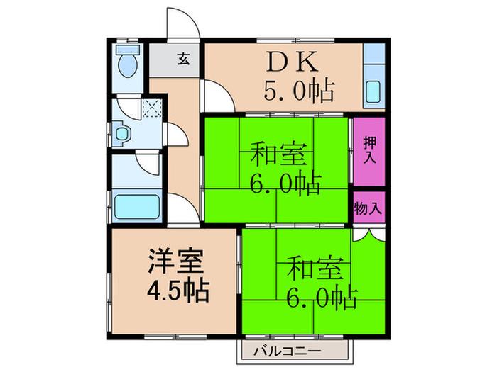 ハイツふみ(3DK/1階)の間取り写真