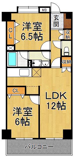 ひよどり(2LDK/3階)の間取り写真