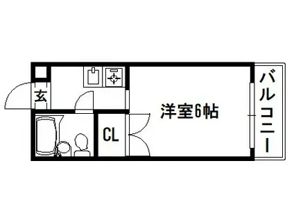 衣笠コーポ梛(1K/2階)の間取り写真