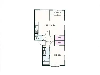 ピーチハウス(1LDK/2階)の間取り写真
