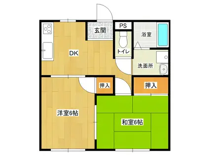 グリーンハイツ桃山(2DK/2階)の間取り写真