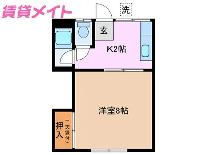 サンハイツ(1K/2階)の間取り写真