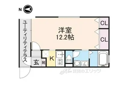 CUBE(1K/2階)の間取り写真