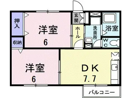 ASKA高倉(2DK/2階)の間取り写真