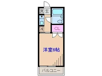 コーポエルム(1K/1階)の間取り写真