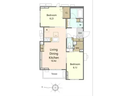 セントリビエ(2LDK/1階)の間取り写真
