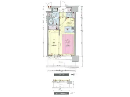 プレサンス四天王寺前夕陽丘(1LDK/8階)の間取り写真