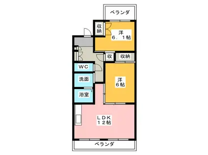 にこにこ館(2LDK/4階)の間取り写真