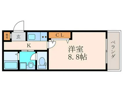 グランディール西院(1K/3階)の間取り写真