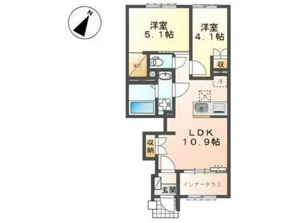 仮中央区上溝アパート(2LDK/1階)の間取り写真