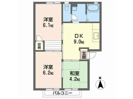 ファミール川原(3DK/2階)の間取り写真