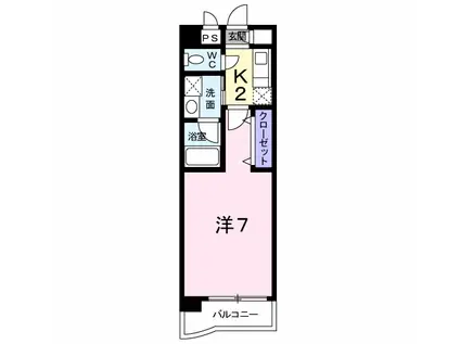 プレンティ II(1K/2階)の間取り写真