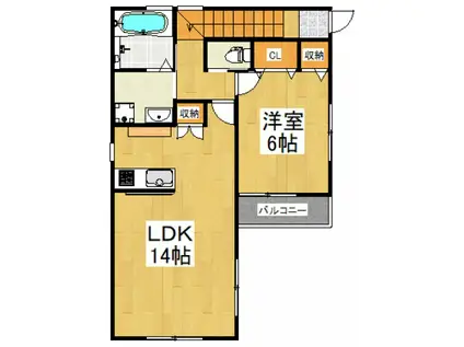 グリーンヒルズ(1LDK/2階)の間取り写真