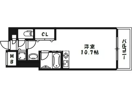 ルミエール東天満(ワンルーム/3階)の間取り写真