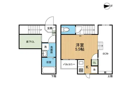 CB坪井アザレア(1K/1階)の間取り写真