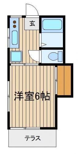 ラフビレッヂ(1K/1階)の間取り写真