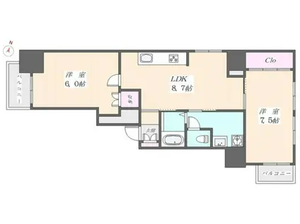 エール文京(2LDK/3階)の間取り写真