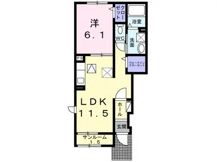 マロン・リジェールII(1LDK/1階)の間取り写真