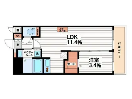 セレニテ谷町CALME(1LDK/7階)の間取り写真