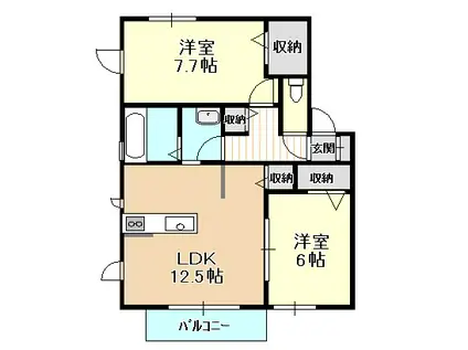 アドミラブールりんくう(2LDK/2階)の間取り写真