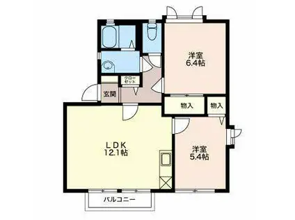 ディアス東光A棟(2LDK/2階)の間取り写真