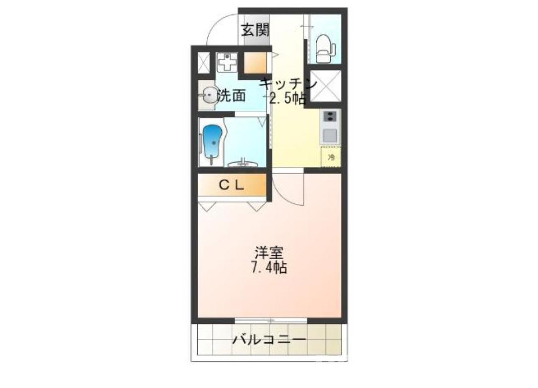 ブラン花園町(1K/9階)の間取り写真