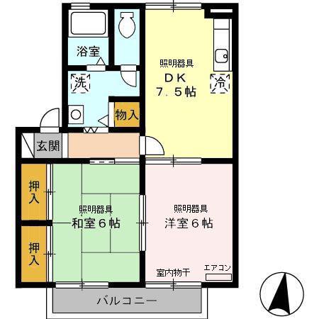 エストハウスA(1LDK/2階)の間取り写真