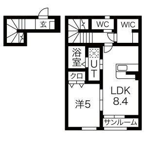 セレッソ袖野田(1LDK/2階)の間取り写真